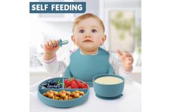 China Durable Multiscene Silicone Baby Eating Set , Microwaveable Suction Dinner Set supplier