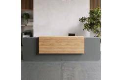 China 2.4M Office Reception Desk Grey Wooden Hotel Front Desk Counter supplier