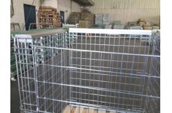 China Galvanized Metal Mesh Containers Foldable Steel Mesh Cage With Wood Pallet supplier