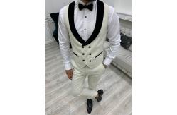 China Ventura White Shawl Collar Tuxedo Slim Fit 3pc 65% Polyester supplier