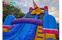 China Blue Ice Cream Theme Inflatable Slide Popsicle Inflatable Waterslide With Pool supplier