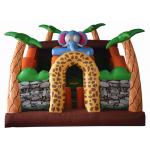 Inflatable Safari Park Bouncy Slide / PVC Inflatable Elephant Bouncer Colourful for sale