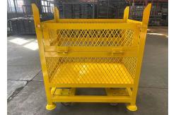 China Rigid Mesh Stackable Steel Stillages Warehouse Cage Trolley With Wheels supplier