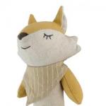 Lovely Handbell EN71 Newborn Comforter Toy Custom Linen Baby Fox Rattle With Wooden Teether for sale