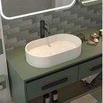 Pop Up Drain Concrete Wash Basin Oval Shape Bathroom Sink for sale