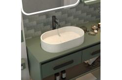 China Pop Up Drain Concrete Wash Basin Oval Shape Bathroom Sink supplier