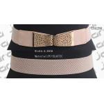 Hollowed Gold Buckle Ladies Elastic Stretch Belts , Beige Elastic Womens Dressy Stretch Belts for sale