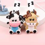 Personalized 3D Silicone Cow Animal Keyrings Pendant Keychain for Purse and Backpack