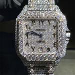 DEF VVS Moissanite Diamond Watch Bussdown Moissanite Santos Watch for sale