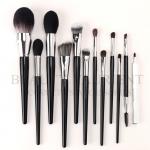 Black Wooden Handle 12-16cm12 Piece Makeup Brush Set With PU Pouch for sale