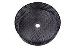 China Diamond Shape Crystal Wash Basin 22 Inch Transparent Black Round Countertop Sink supplier