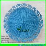 LDTM-039 lake blue tabel mat handmade round crochet lace table placemat for sale