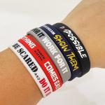 Slogan Watchword Printed Silicone Wrist Bands for Custom Soccer Ball Game Sports Festival for sale