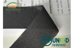 China Enzyme Wash 90℃ Plain Weave Waistband Woven Interlining Black With Adhesive supplier