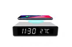China Qi Standard ABS Portable Wireless Mobile Charger 10 Watt With Alarm Clock supplier