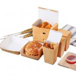 Biodegradable kraft paper customized disposable burger box and fast food packaging box for sale