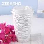 Ripple Wall Striped Disposable Paper Cups For Cafe / Tea Shop / Bar And Restaurant for sale