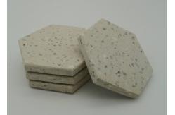 China Hexagonal Terrazzo Coasters Set Diameter 11cm Backside With Rubber Pads supplier