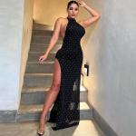 New fashion sexy backless slit see-through dress for sale