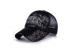 China Sequins Blue Boys Mesh Baseball Caps Embroidery Breathable Good Flexibility supplier
