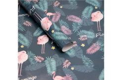 China 80gsm Gift Wrap Paper Roll Summer Flamingos Turtle Leaf Print Wrapping Paper supplier