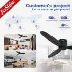 52'' Noiseless Motor Remote LED Ceiling Fan With 3 Wood Blades