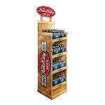 4 Layer Wine Display Stand Beer Store Display Standing Wooden Floorstanding for sale