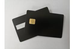 China SLE4428 Big Contact Chip Matte Black Metal Business Cards With 9mm Magnetic Stripe supplier