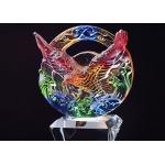 Crystal Base Trophies And Awards With Colored Glaze Eagle On The Top for sale