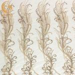 Customized Gold Heavy Beaded Embroidery Lace Fabrics By The Handmade for sale
