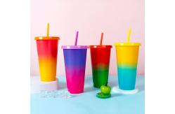 China 710ml PP Plastic Disposable Plastic Juice Cup With Lid And Straw supplier