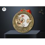 5K Running Race Medal With Pig Relief Antique Gold Plating Both Side Design for sale