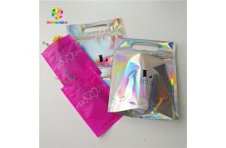 China Hologram Zipper Customized Paper Bags Holographic Stand Up CMYK For Cosmetics supplier