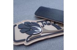 China High Strength Ultrasonic Cut OEM Rubber Logo Patches supplier