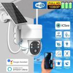 5W Solar Panel 4MP WiFi Solar CCTV PTZ Camera Outdoor ICSee 2K Wireless Solar Security WiFi Battery Power Network Camera for sale