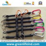Plastic Extendable Black Coiled Plier Protecting Coil Lanyard w/Aluminum Carabiners
