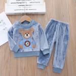 18kg Winter Toddler Unisex Children Thermal Bear Flannel Pajamas Set OEM