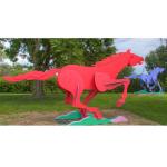 Modern Life Size Painted Metal Sculpture Running Horse Sculpture For Outdoor for sale