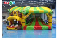 China Lion Inflatable Bounce House With Dry Slide Inflatable Castle Bouncer supplier