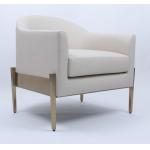 White Fabric Single Lounge Armchair Sofa Luxury Comfortable Gold Metal Frame for sale
