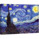 Print Of Van Gogh Oil Paintings Framed Canvas Wall Art Starry Night Style for sale