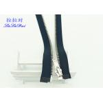 Silver Teeth 20 Inch Metal Separating Zipper Polyester Tape For Denim Coats