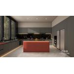 Formaldehyde-Free U-Shaped Layout Gray And Crimson Red Stainless Steel Kitchen Cabinet for sale