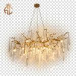 Custom Linear Crystal Chandelier Gold Rectangular Pendant Light Hotel Reception Club Dining Fixture for sale