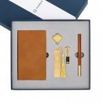 Classical Sandalwood Business Stationery Set Bookmark Notebook Craft Pen U Disk
