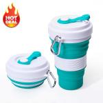 SGS Collapsible Silicone Drinking Coffee Cup 550ML With Lid for sale