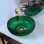 Green Glass Vessel Basins Vanity Diamond Mordern Round Bathroom for sale