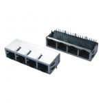 1 x 4 Port Integrated Magnetics RJ45 Ethernet Connector Gigabit network jack with LED for sale