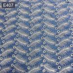 Blue Embroidery Pattern Knit Jean Denim Fabric 54.5 Stretch Denim Material