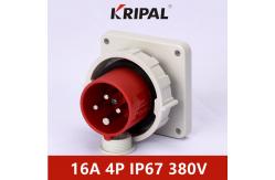 China 16A 380V IP67 IEC Round Pins Industrial Plugs Panel Mounted Red supplier